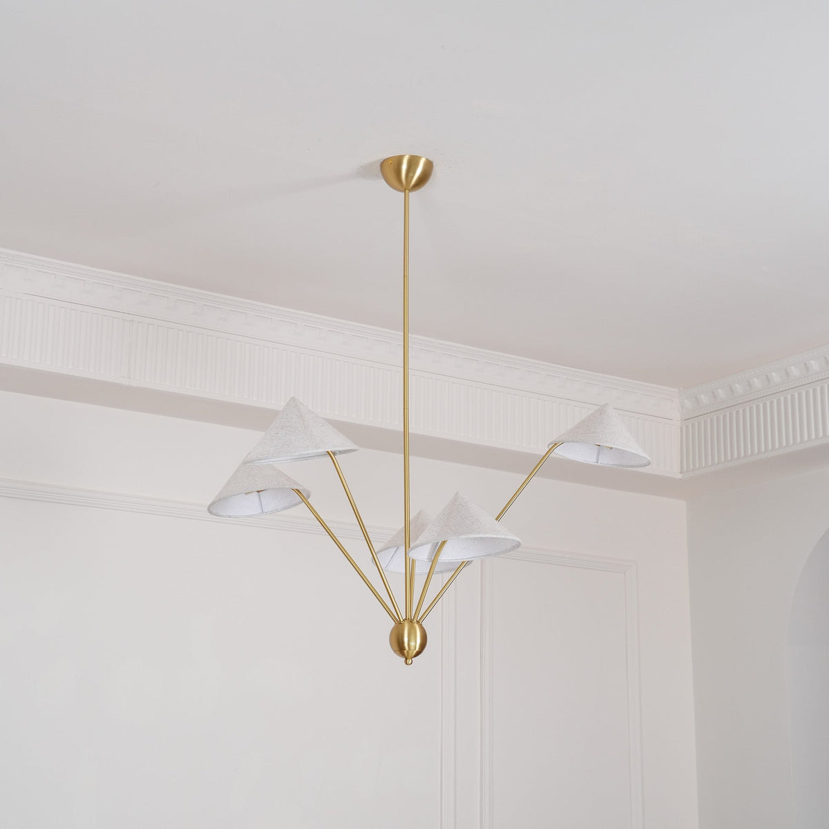 Oriisora Chandelier Brass Curved Beige