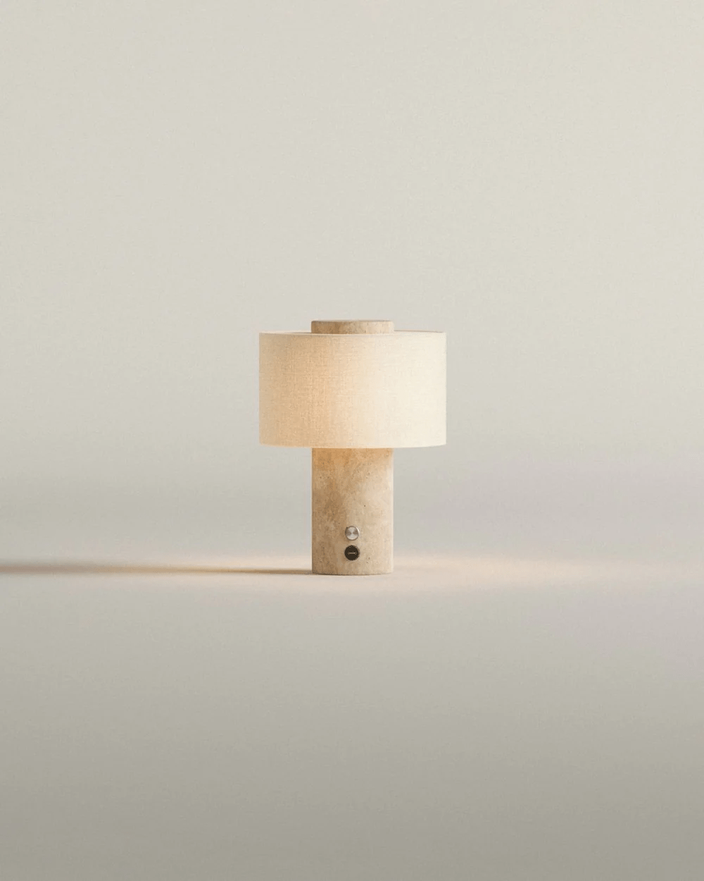 Kalvy Cylindrical Travertine Marble Table Lamp