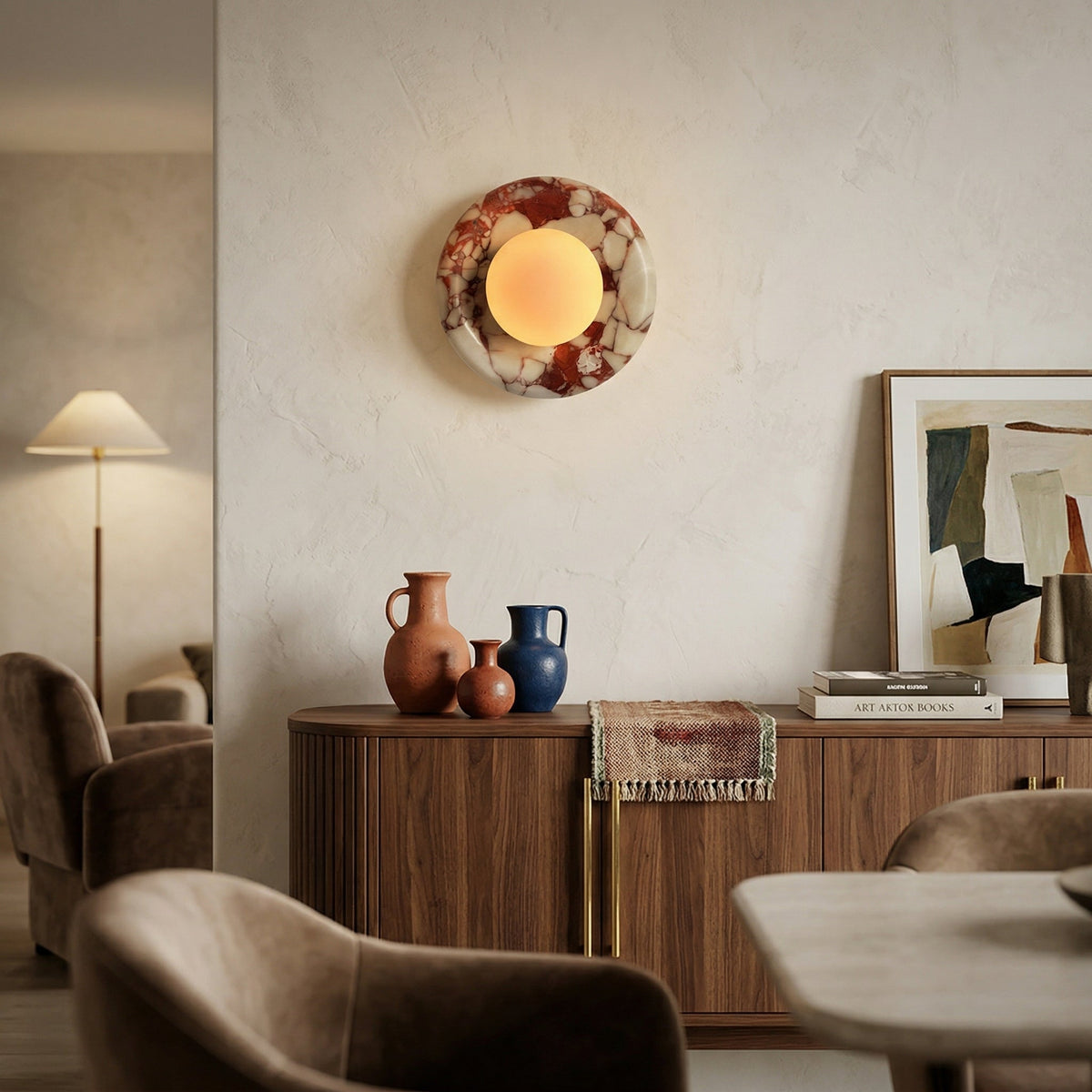 Dojan Red Marble Indoor Wall Light