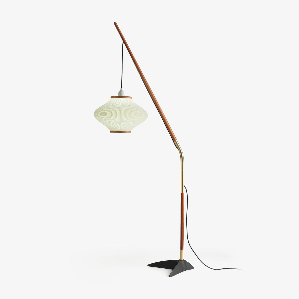 Ervenil Mid Century Wood & Glass Floor Lamp