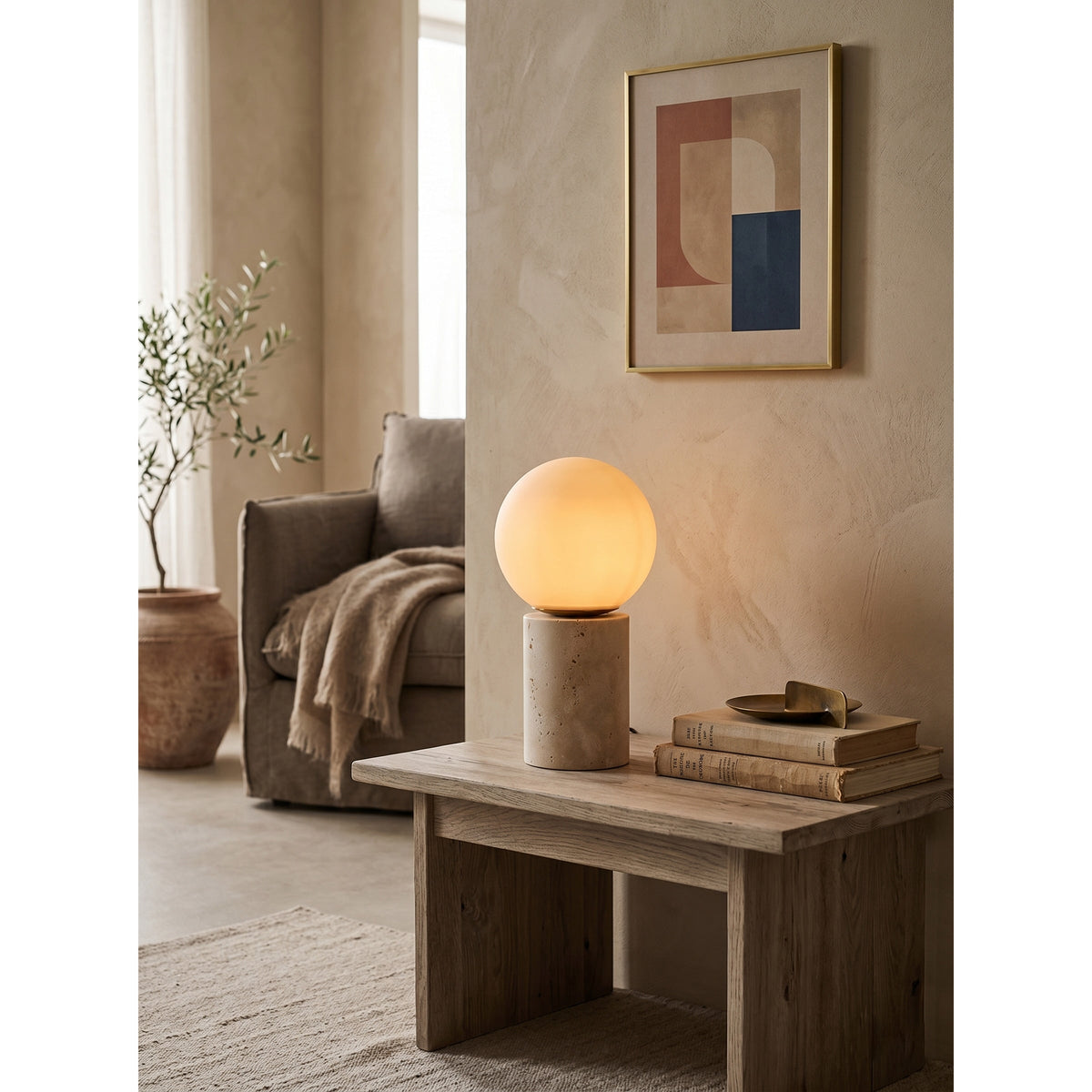 Norinise Stone Travertine Table Lamp