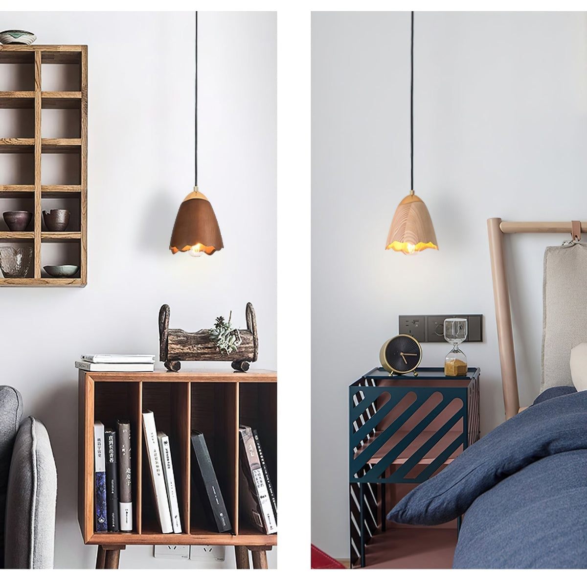 Sartin Modern Minimalist Bell Wood Pendant Lamp