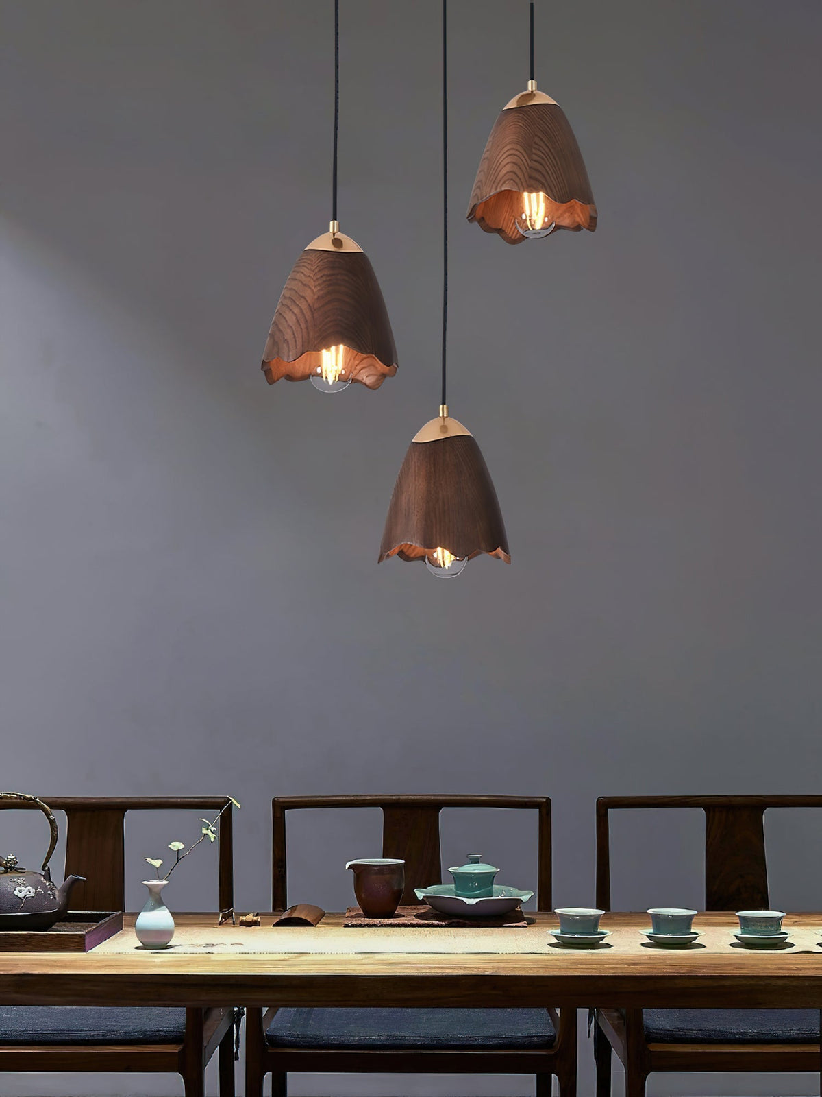 Sartin Modern Minimalist Bell Wood Pendant Lamp