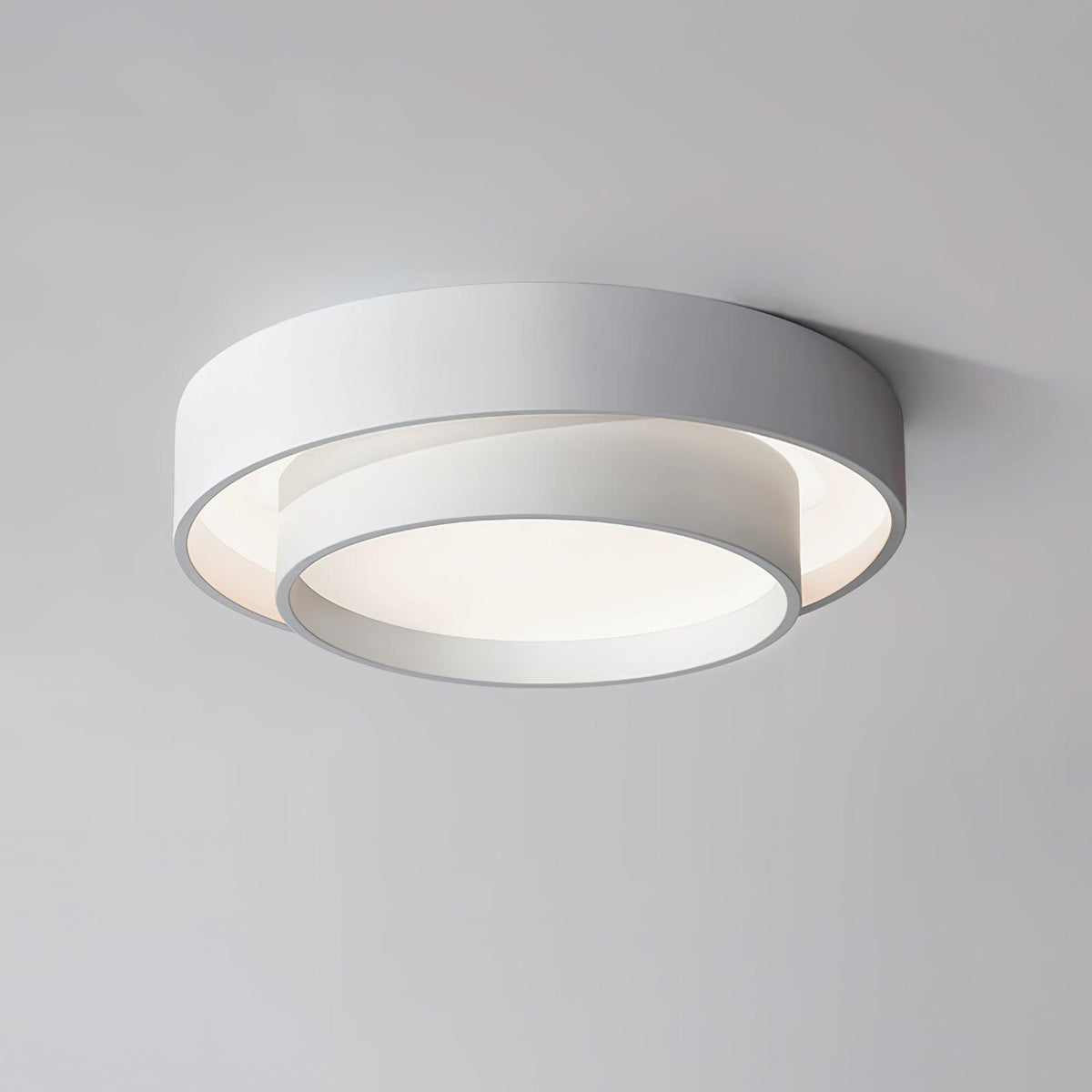 Cassia Ceiling Lamp Double Ring Gray & Black & White Cylinder Shape