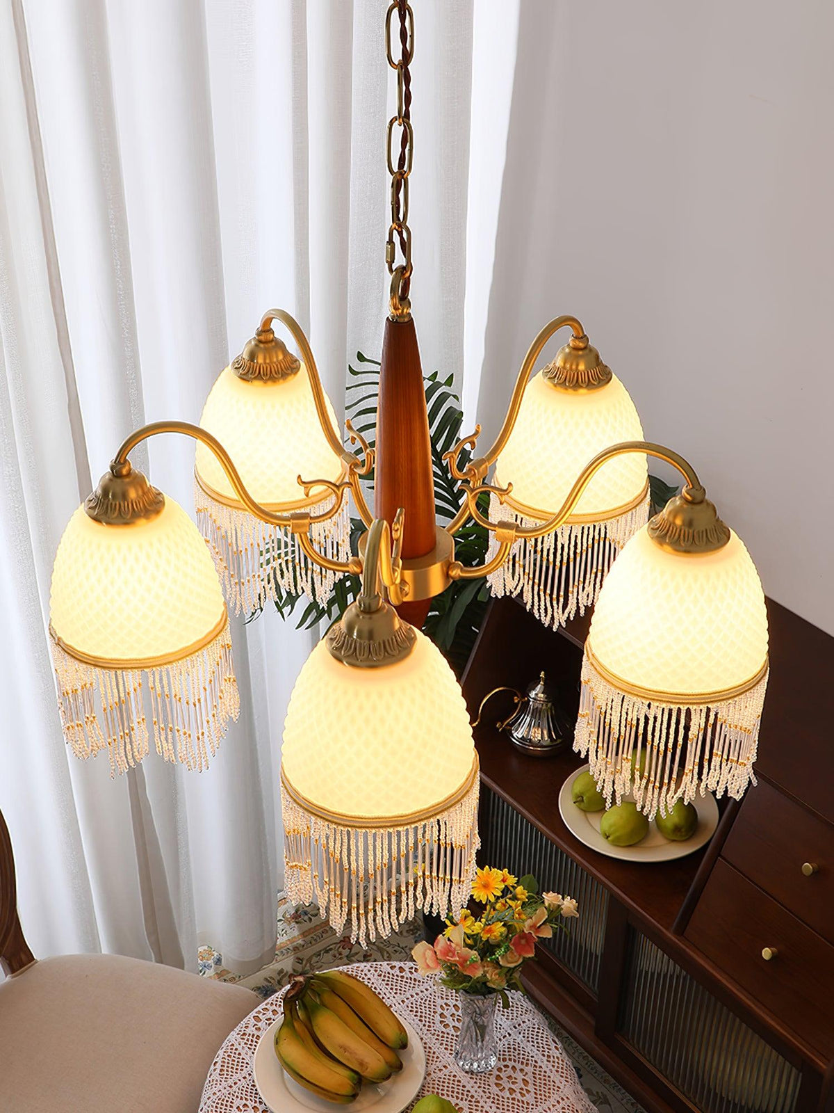 Yave Chandelier Tassel Glass Vintage