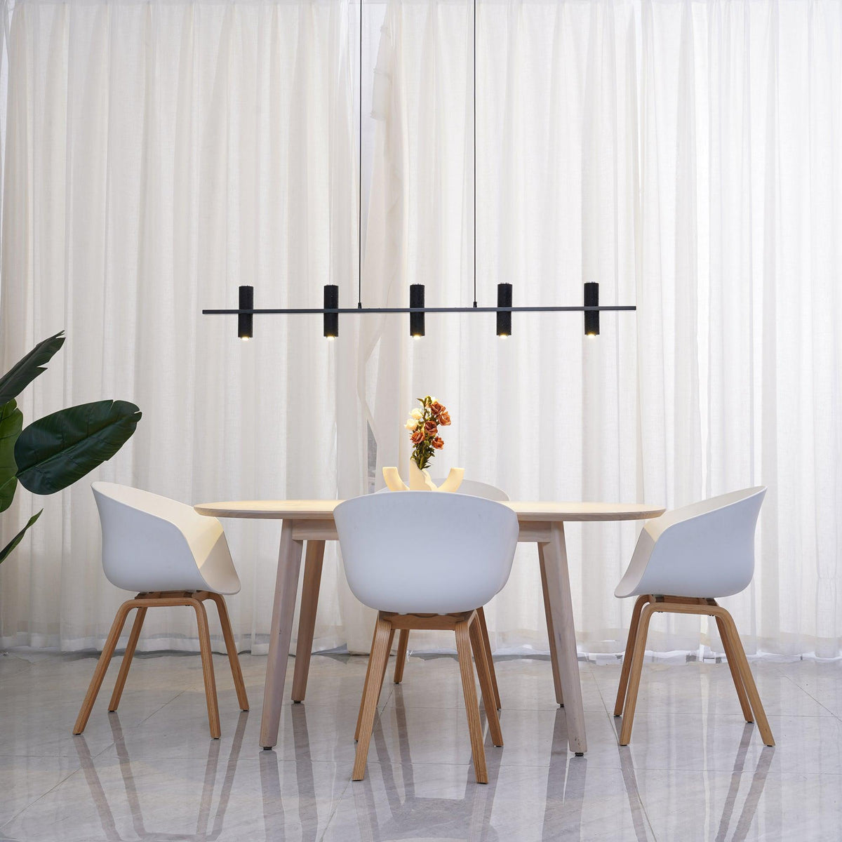 Nernis Pendant Lamp Parallel Black Travertine Minimalist Linear