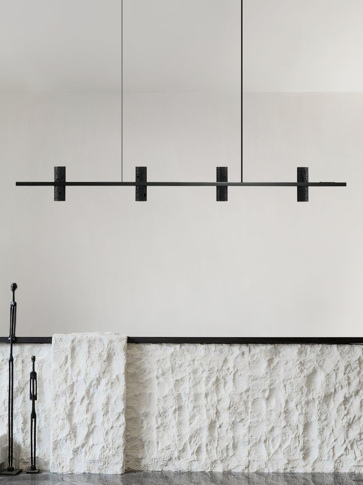 Nernis Pendant Lamp Parallel Black Travertine Minimalist Linear