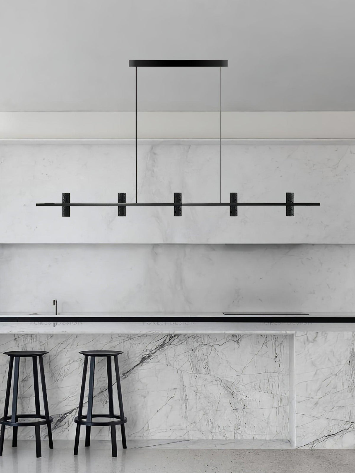 Nernis Pendant Lamp Parallel Black Travertine Minimalist Linear