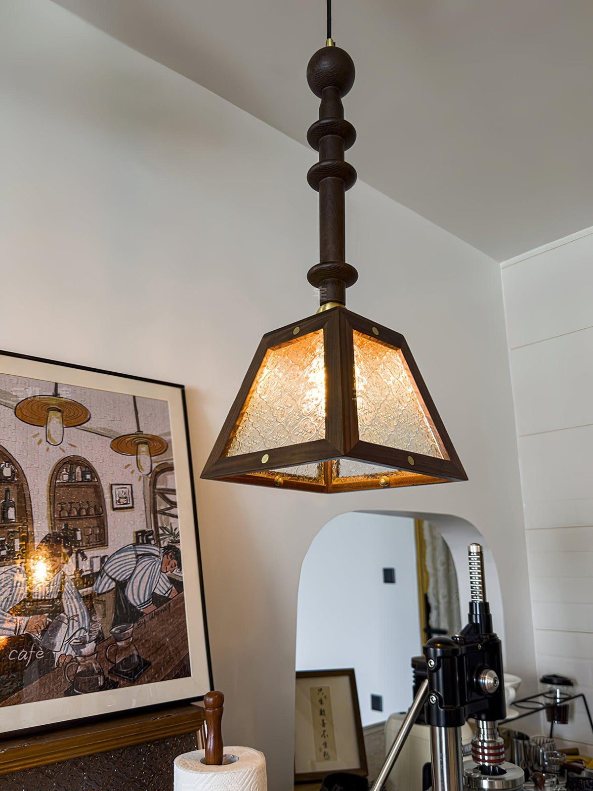 Zilten Elegance Vintage Glass Wood Pendant Light