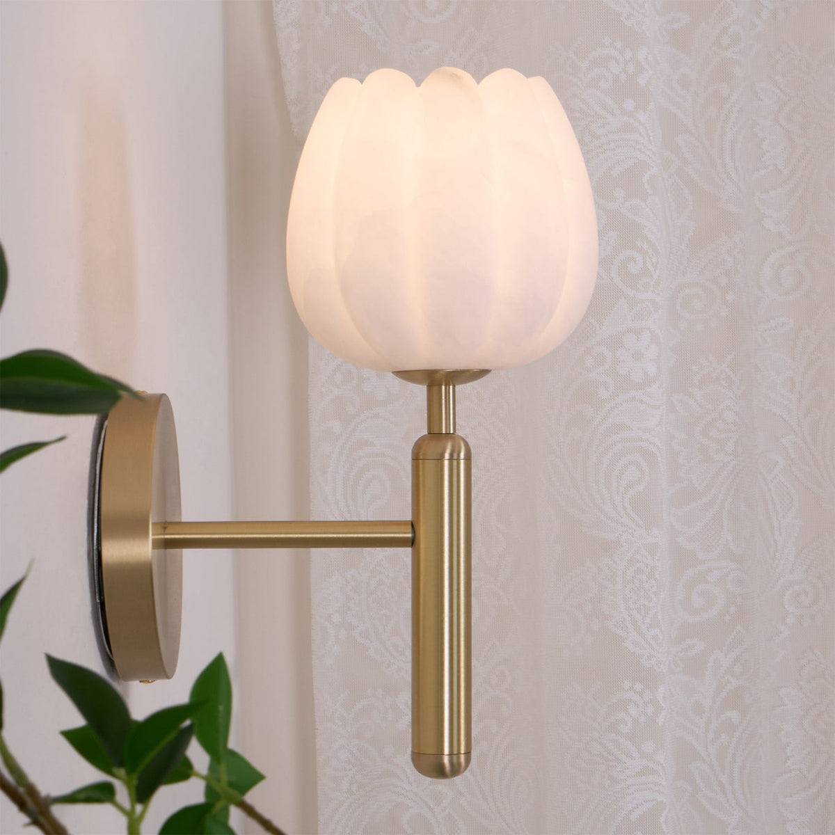 Ambrose Alabaster Flowers Wall Lamp