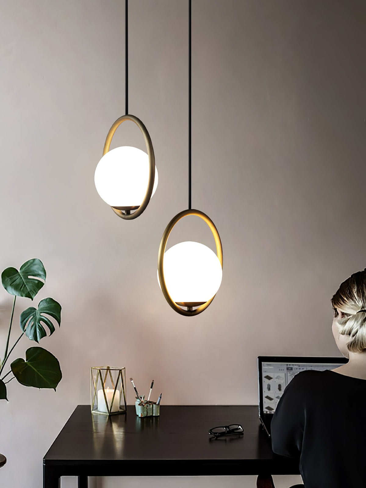 Caselora Modern Brass Pendant Light