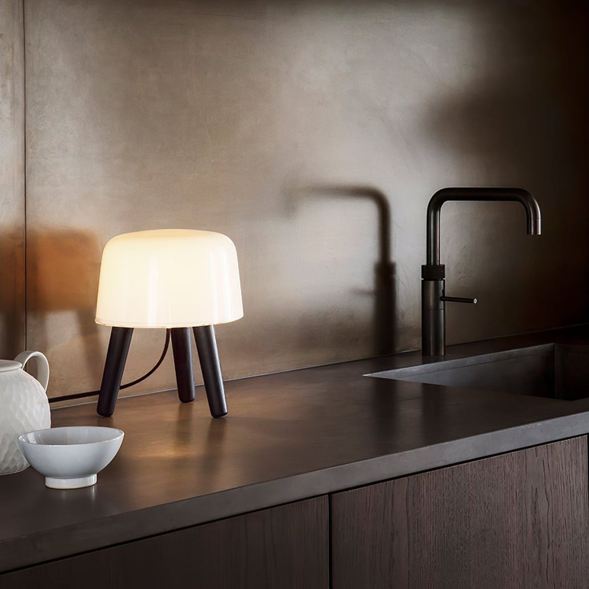 GlowPod Wood Milk Table Lamp