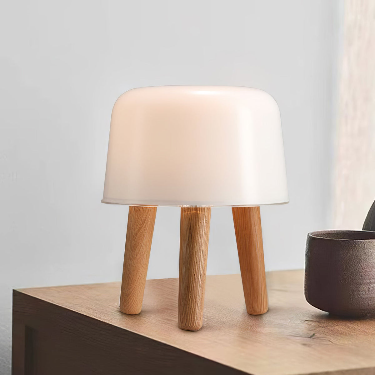 GlowPod Wood Milk Table Lamp