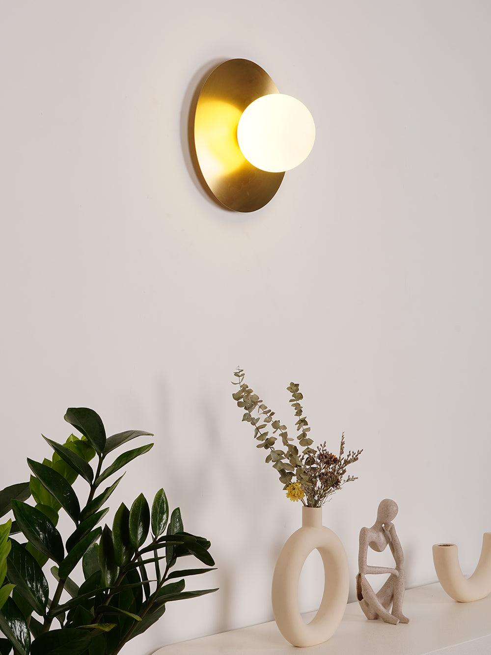 Elem Modern Minimalist Round Art Brass Glass Wall Lamp