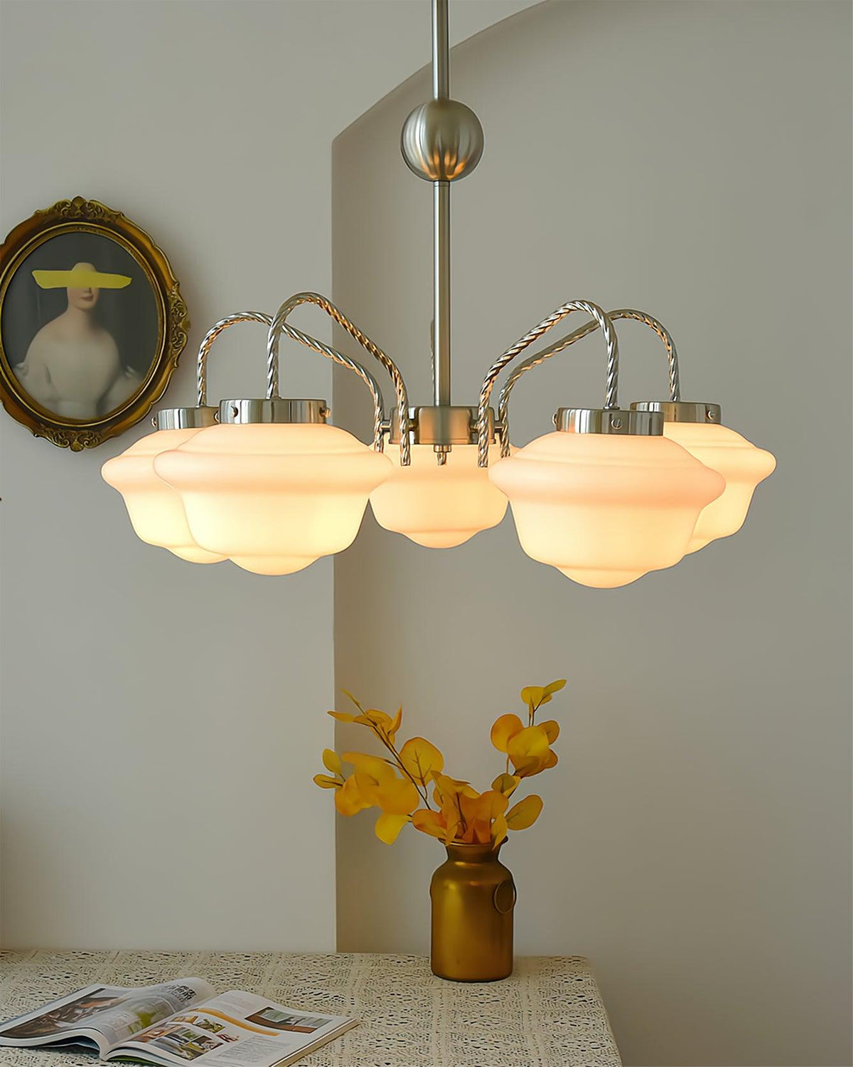 Curinel Vintage Chrome Glass Chandelier