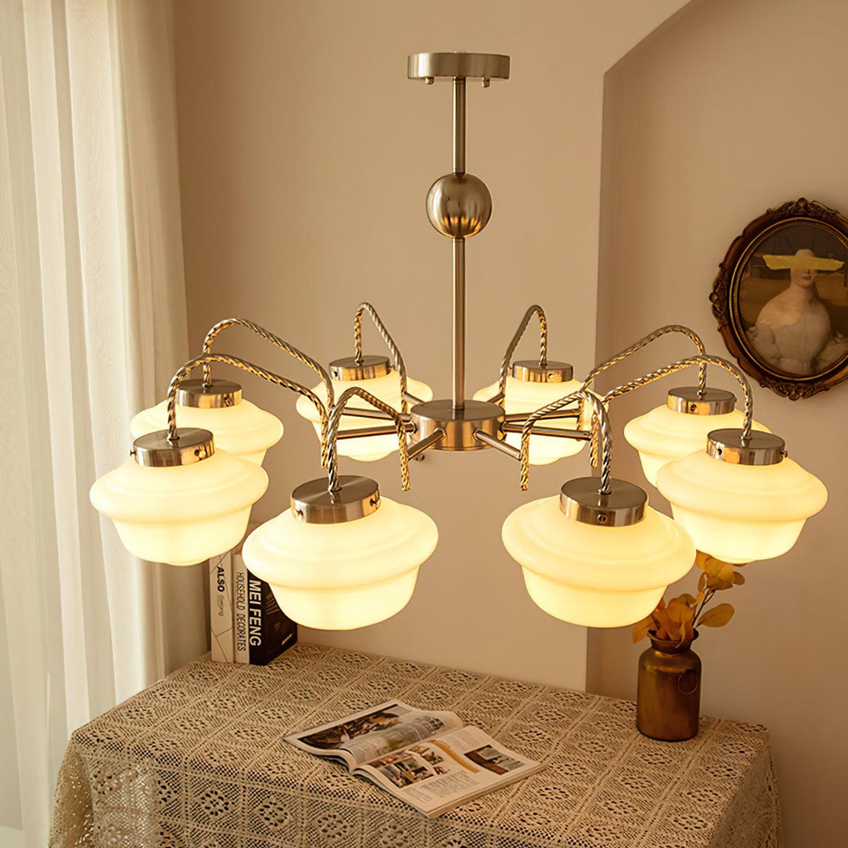 Curinel Vintage Chrome Glass Chandelier