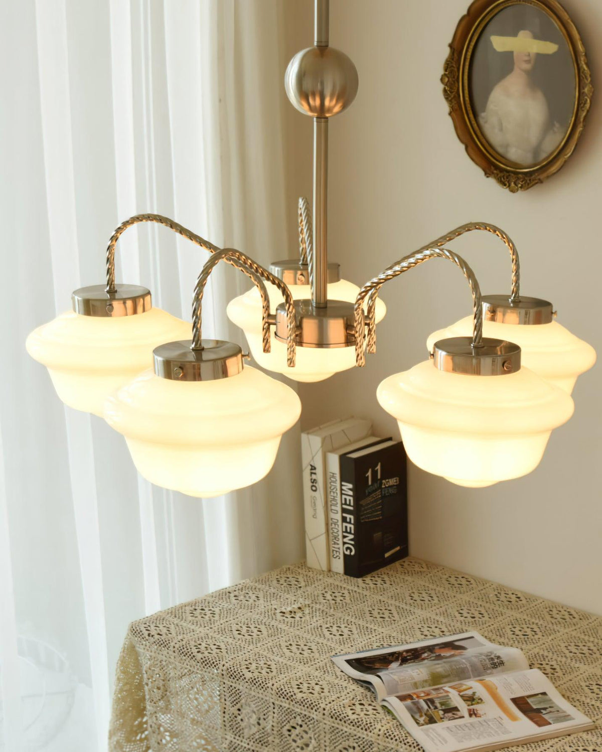 Curinel Vintage Chrome Glass Chandelier