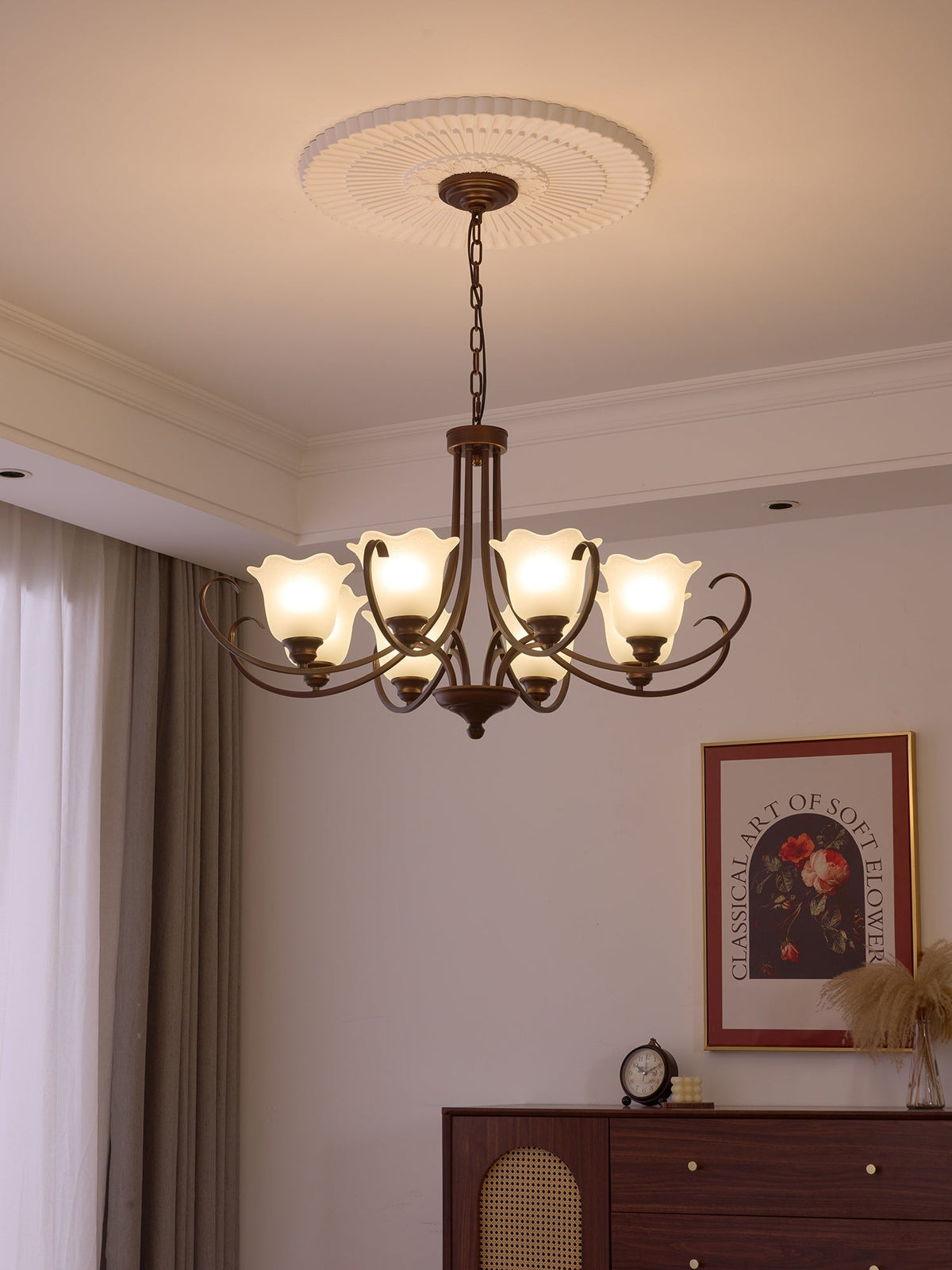 Nydorisra Elegance Vintage Floral Glass Chandelier