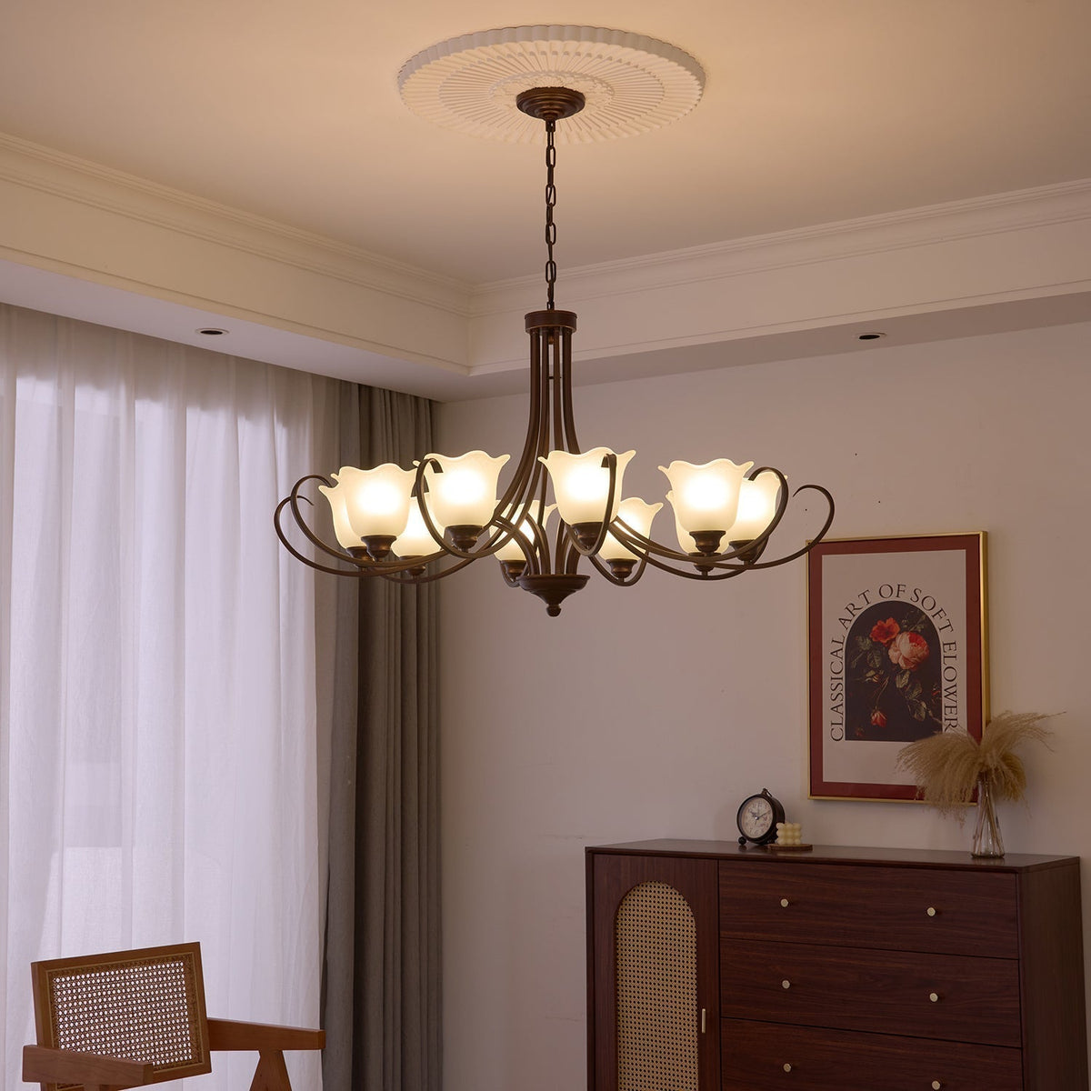 Nydorisra Elegance Vintage Floral Glass Chandelier