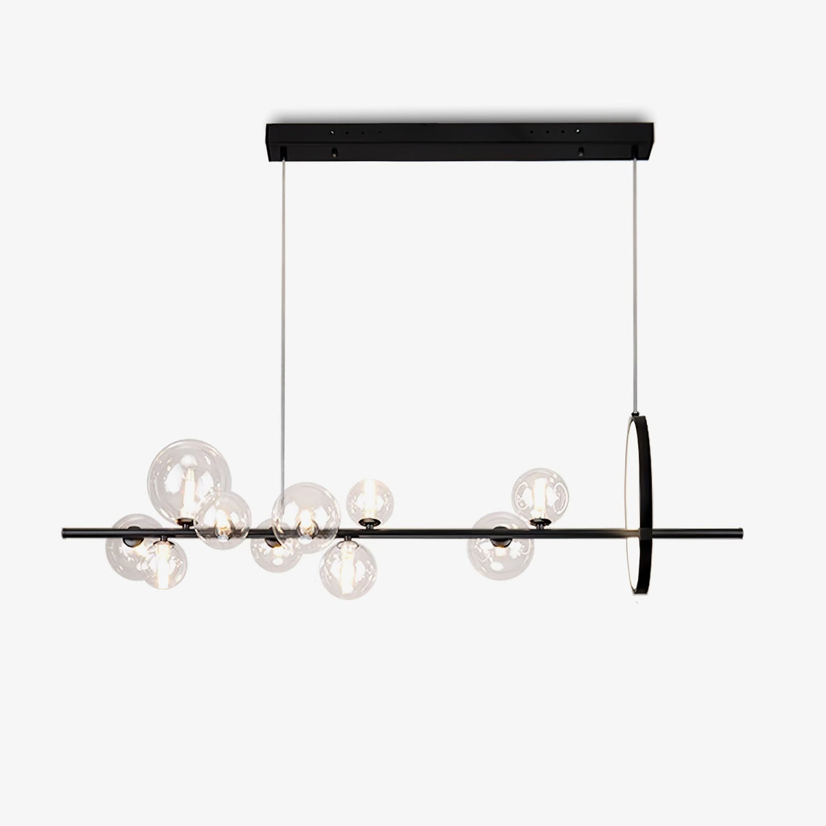 Edvane Chandelier Glass Bubble Nordic Black LED
