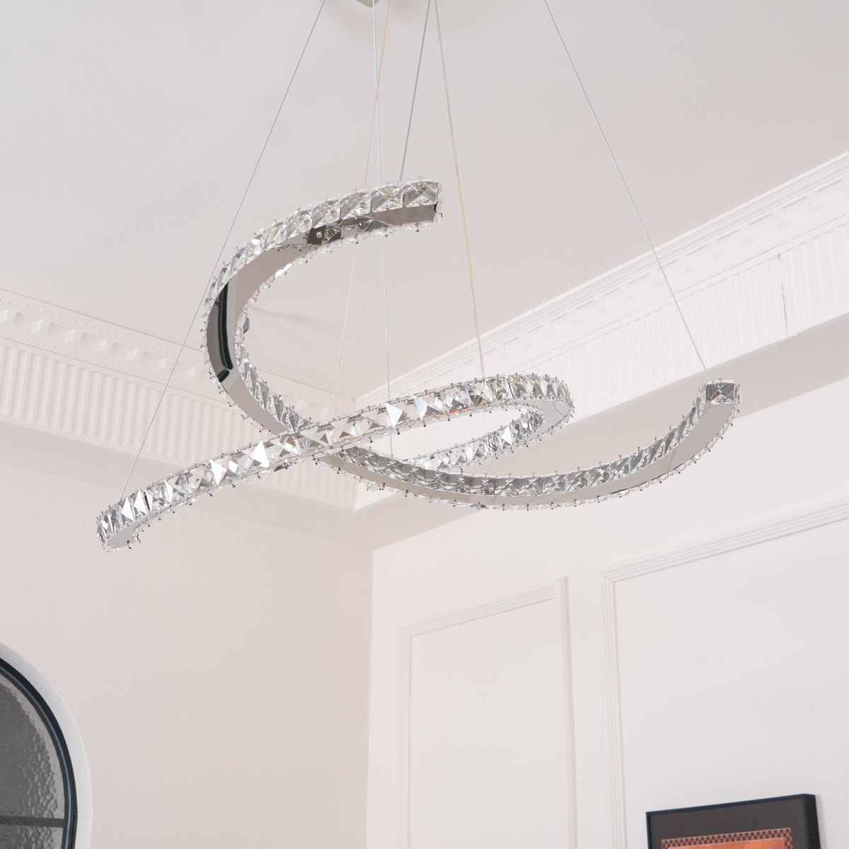 Luxisine Chandelier Crystal Double C Modern Silver 2-Ring