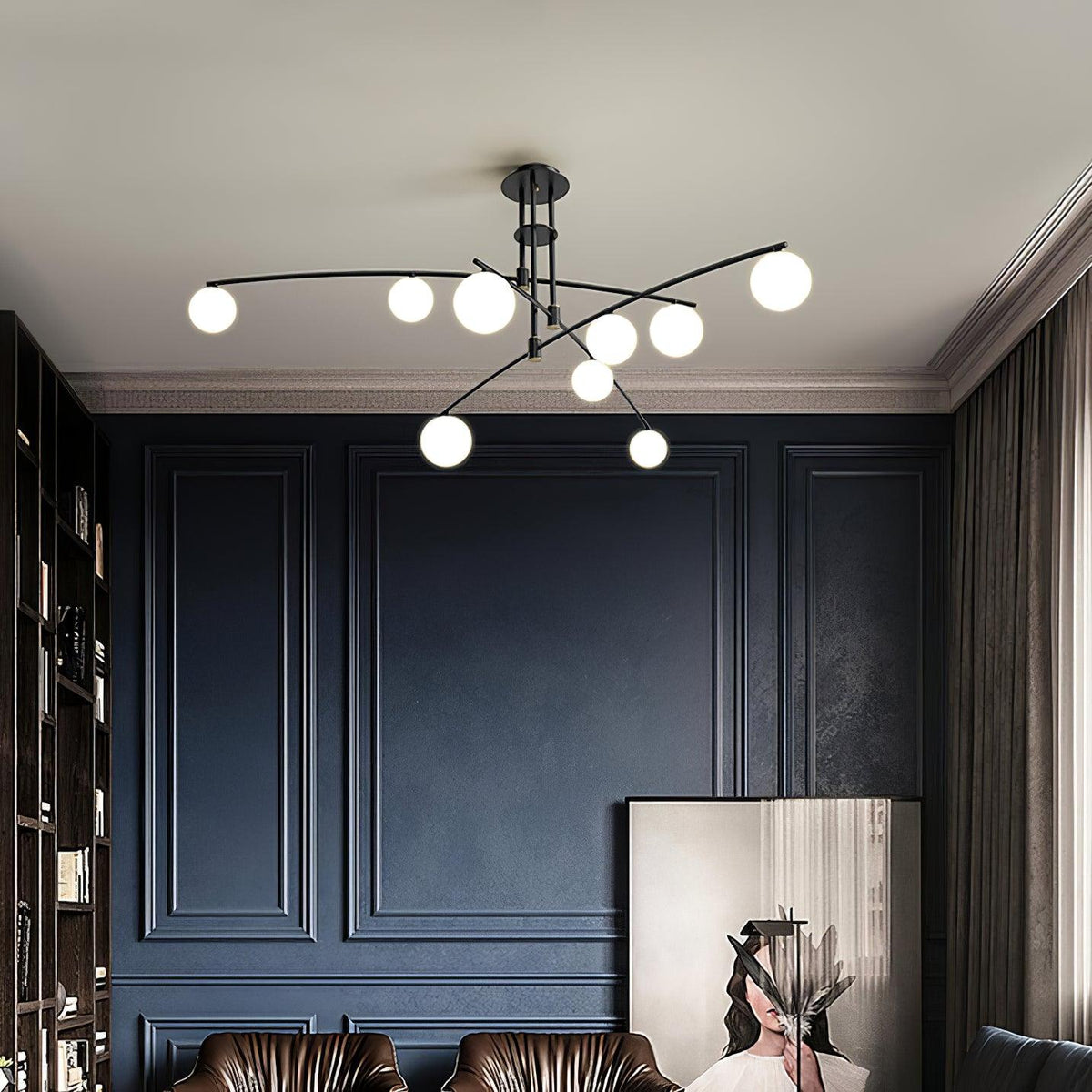 Dluxen Chandelier Long Arm Modern 6-Light
