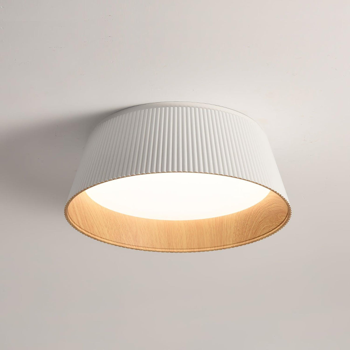 Rineia Ceiling Lamp Ribbed Drum Wood Elegant Contemporary