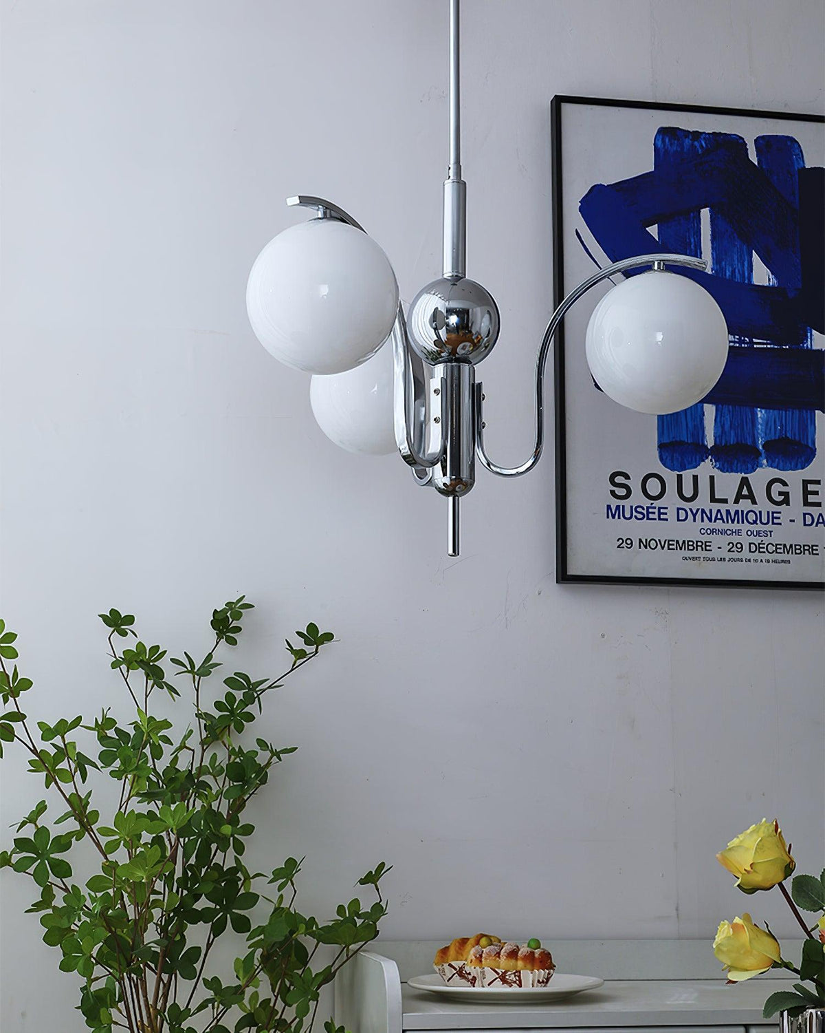 Eiroaria Chandelier Chrome Glass Modo Deco Elegant