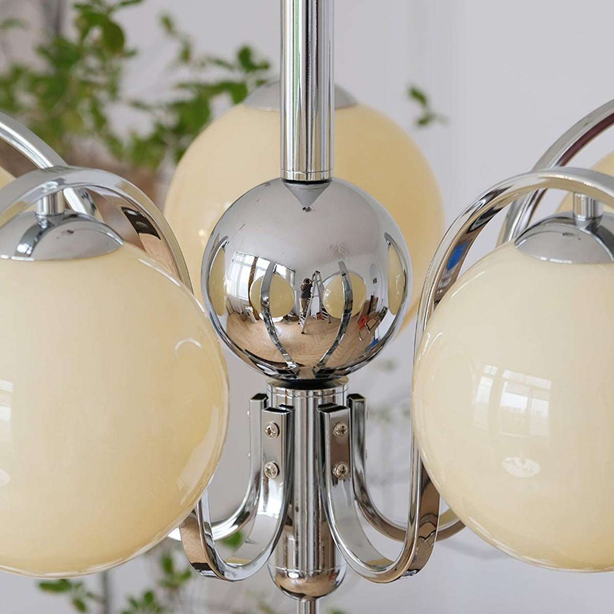 Eiroaria Chandelier Chrome Glass Modo Deco Elegant