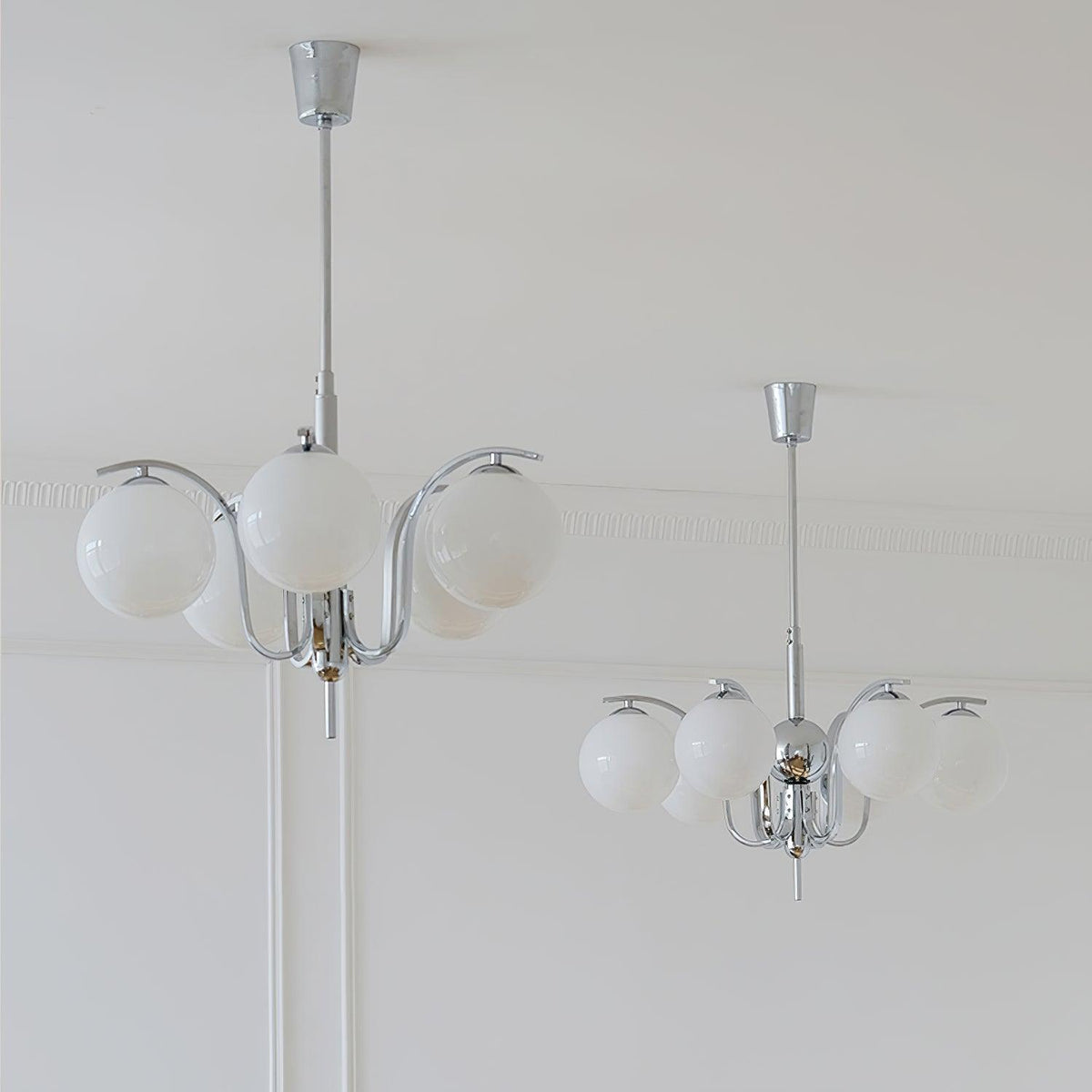 Eiroaria Chandelier Chrome Glass Modo Deco Elegant