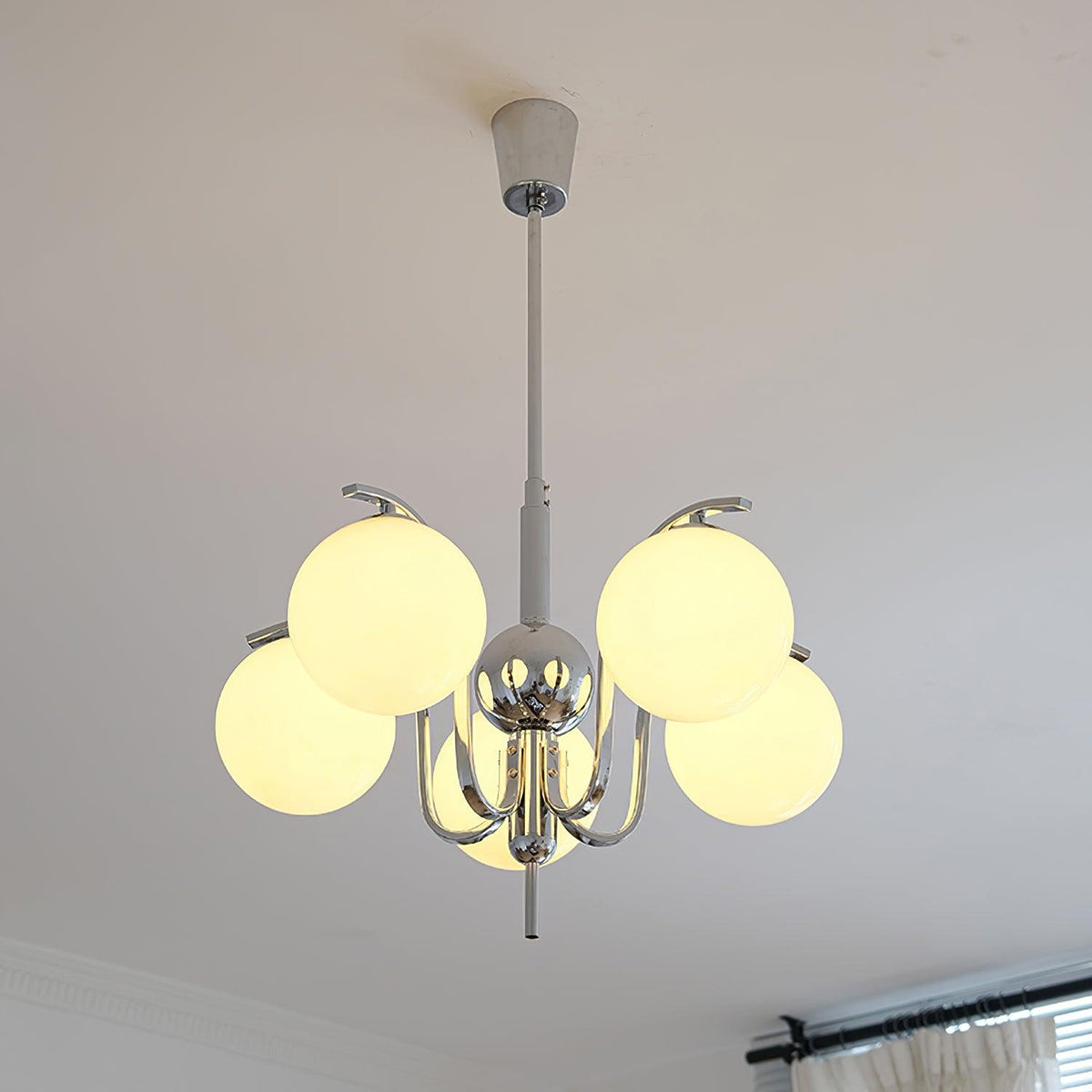 Eiroaria Chandelier Chrome Glass Modo Deco Elegant