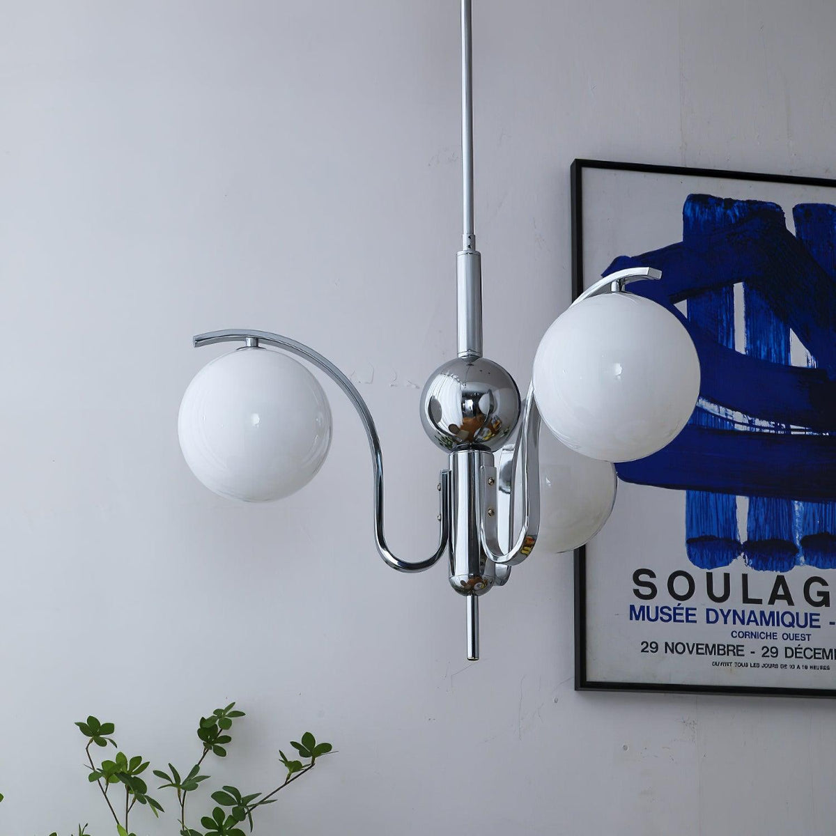 Eiroaria Chandelier Chrome Glass Modo Deco Elegant