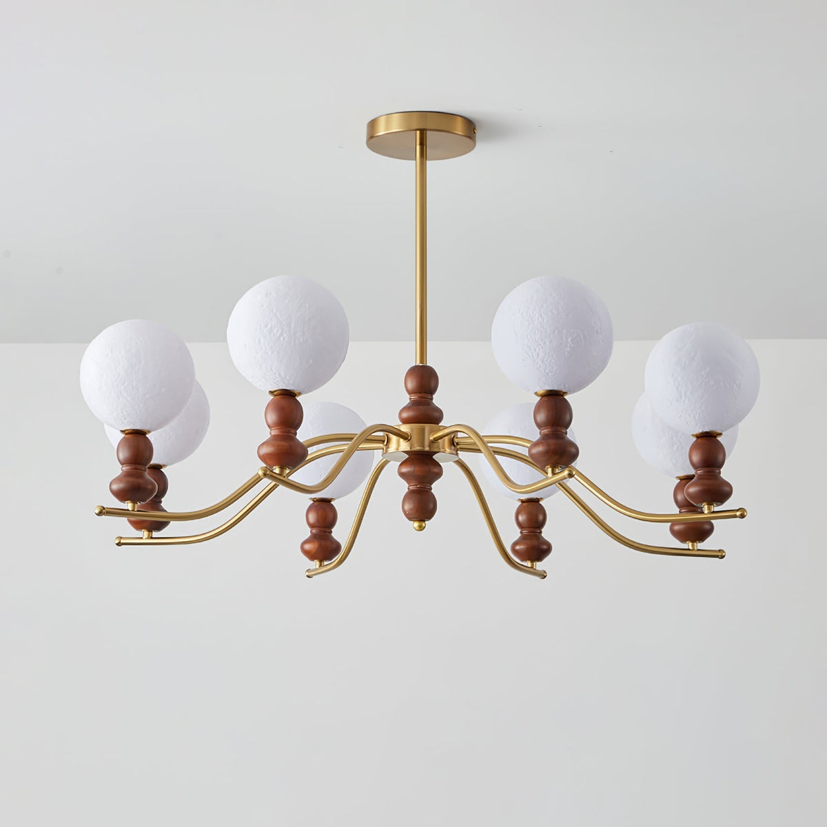 Elvivira Chandelier Brass Wood Moon Globe Elegant