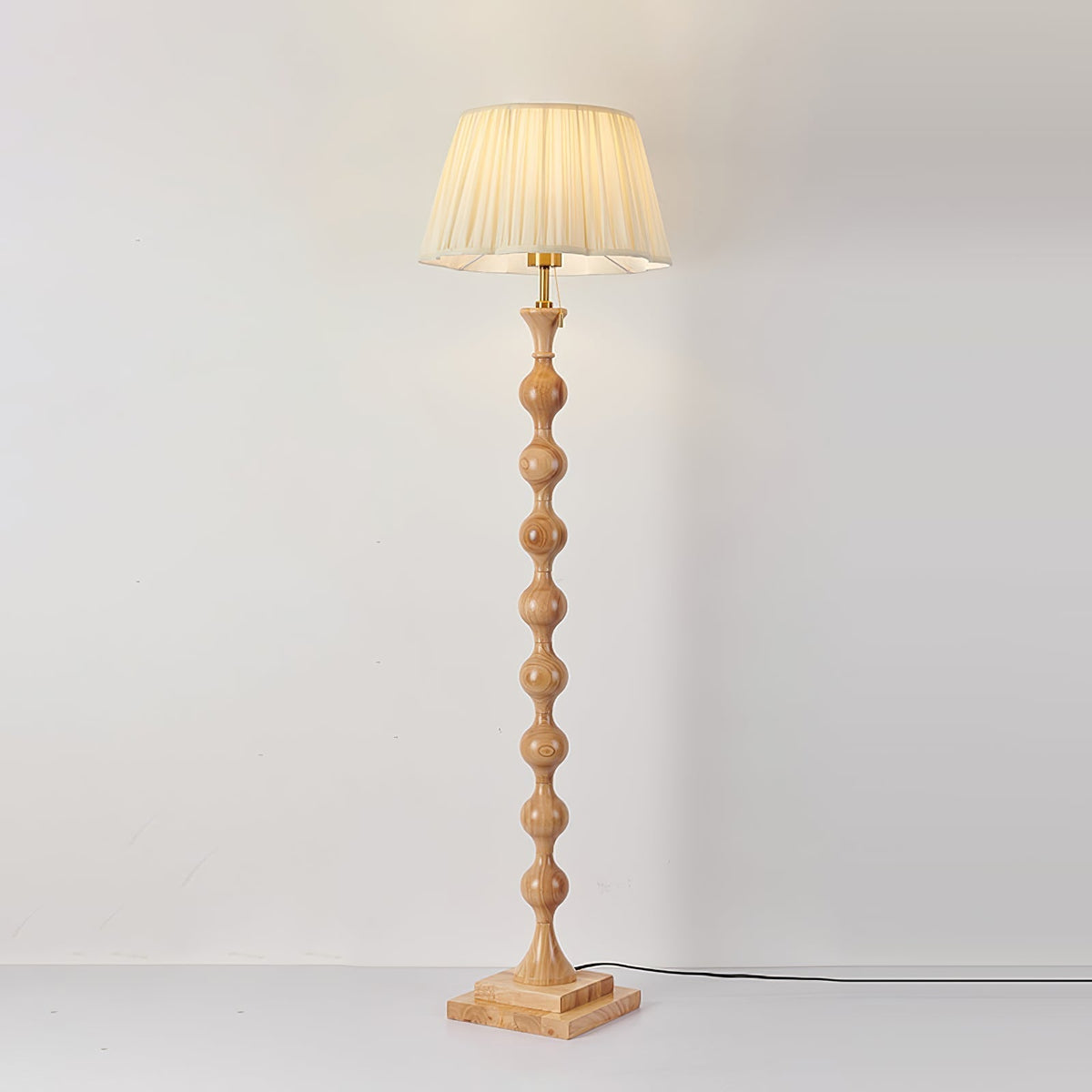 Celon Wood Fabric Vintage Floor Lamp