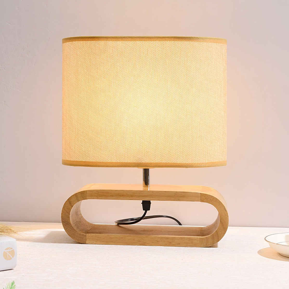 Loop Rustic Wood Table Lamp
