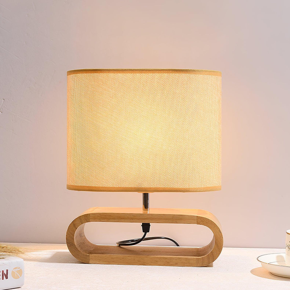 Loop Rustic Wood Table Lamp