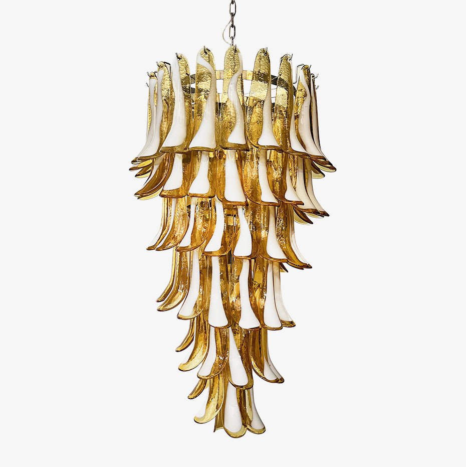 Lumenaine Chandelier Amber White Murano Spiral Petals