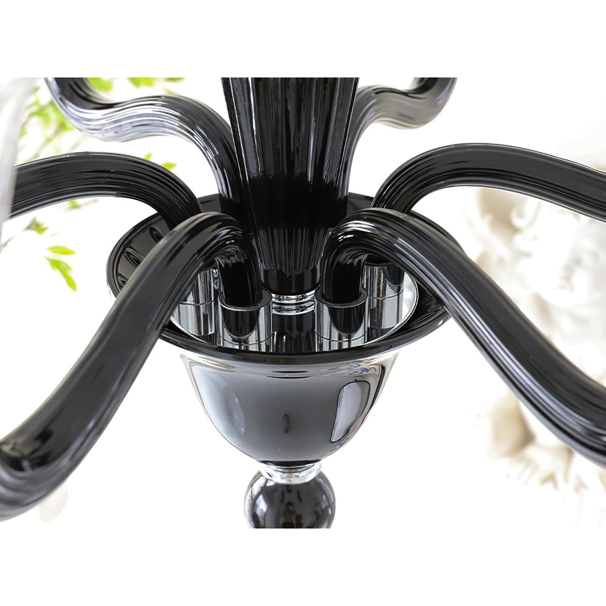 Silten Chandelier Black Murano Candle Arm Glass Classic