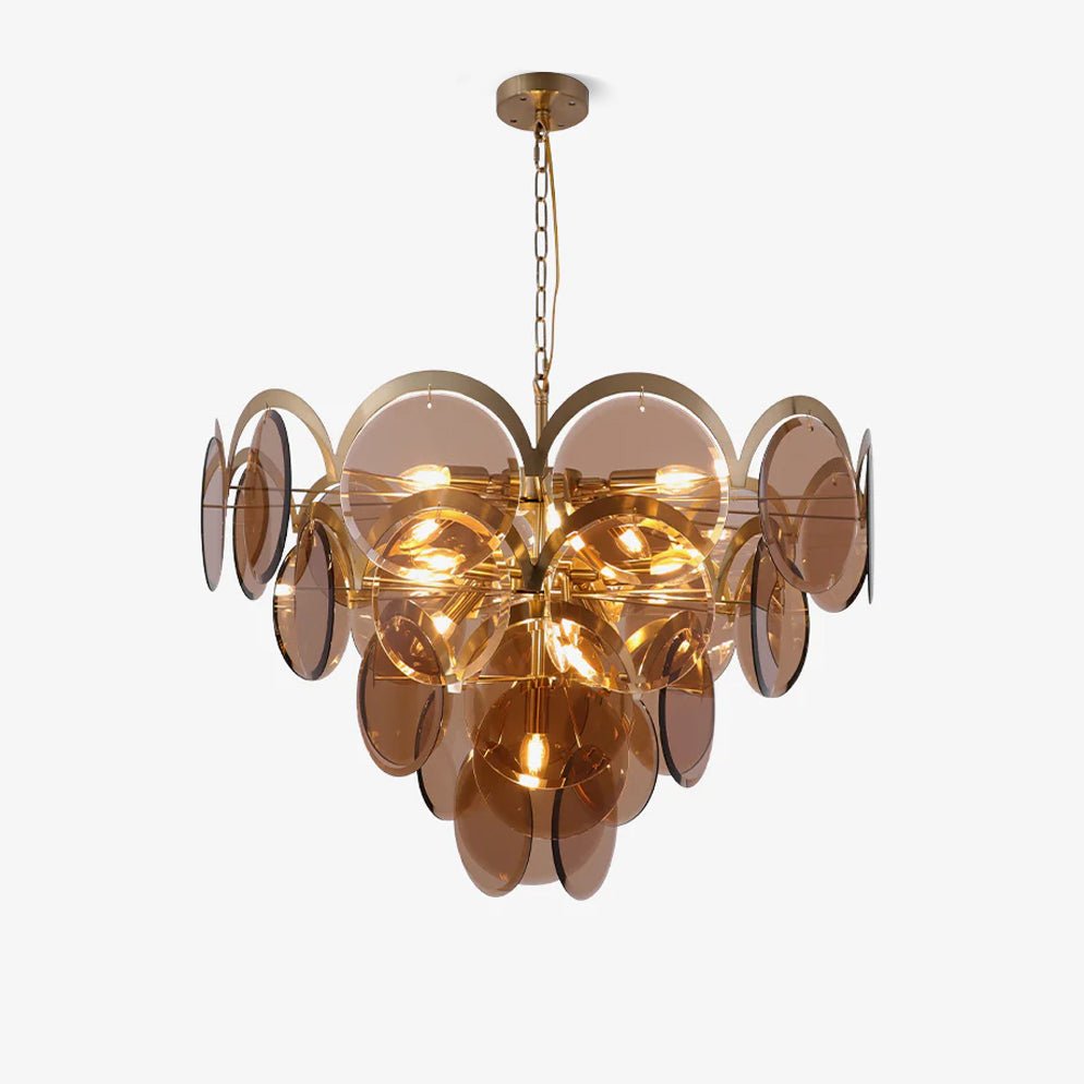 Bryndis Chandelier Amber Glass Tiered Circles
