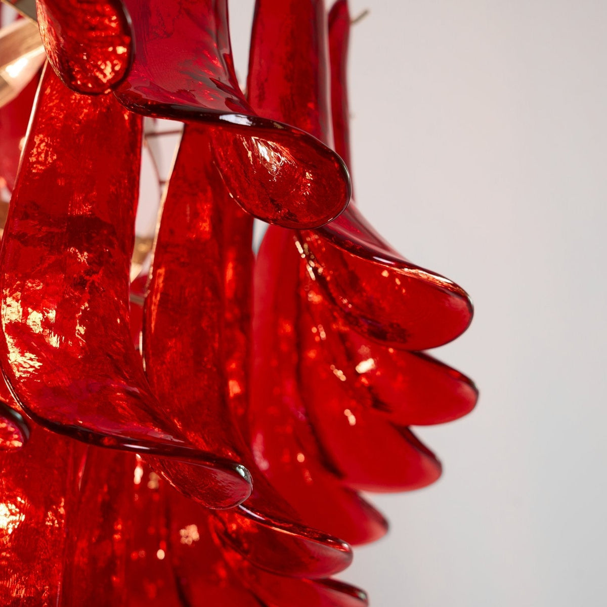 Celuena Chandelier Crimson Murano Petals Bold Art Glass