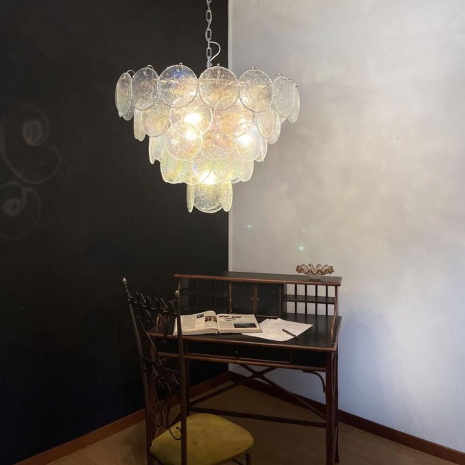 Liorerora Chandelier Iridescent Murano Glass Disc