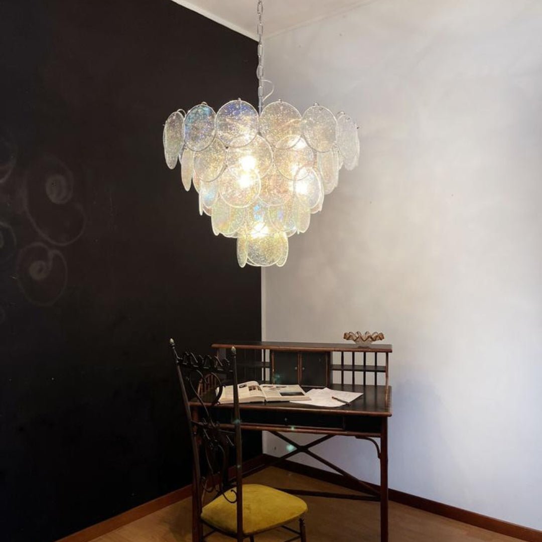 Liorerora Chandelier Iridescent Murano Glass Disc