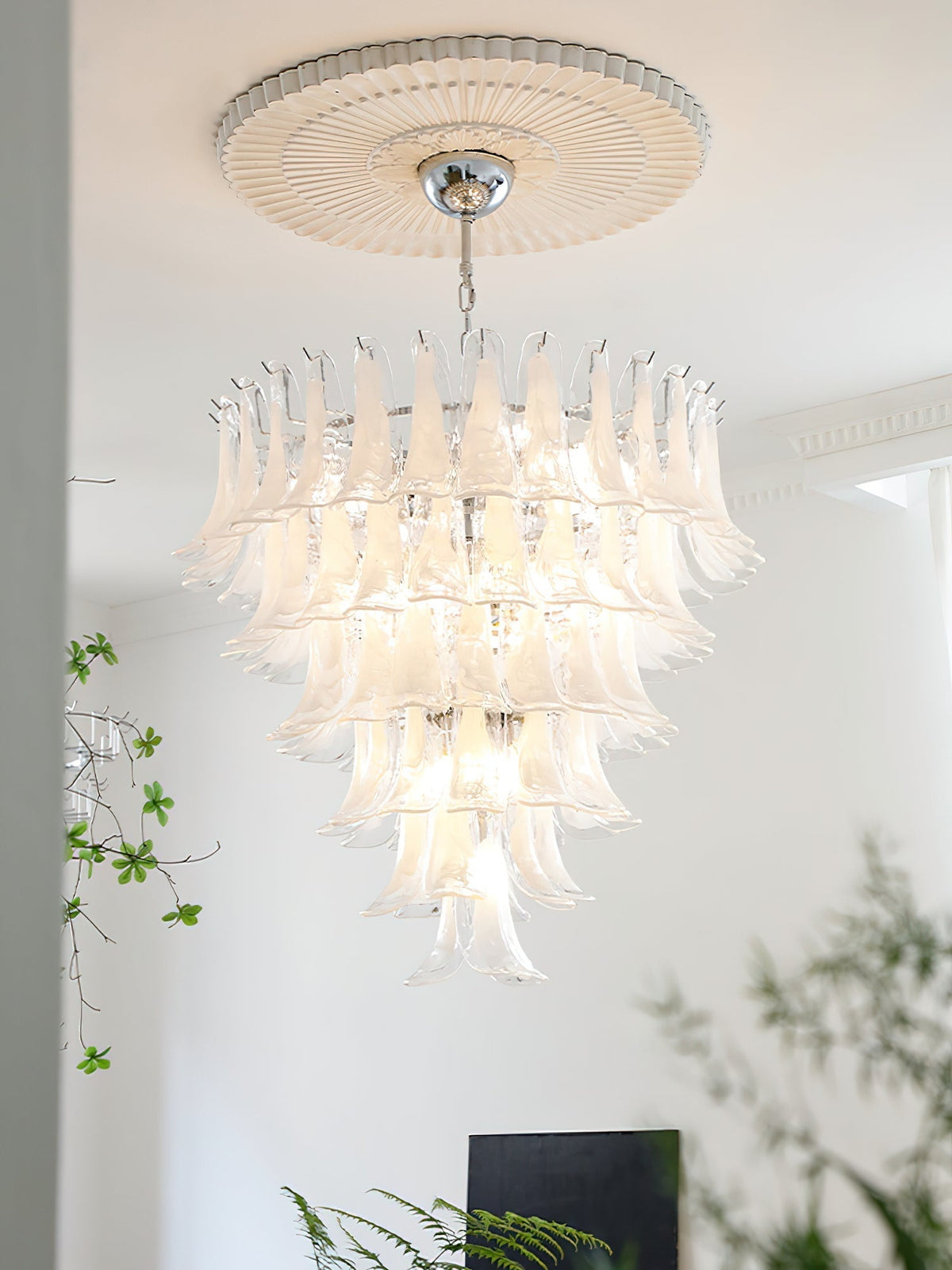 Celiian Chandelier Murano Glass Petals Vintage