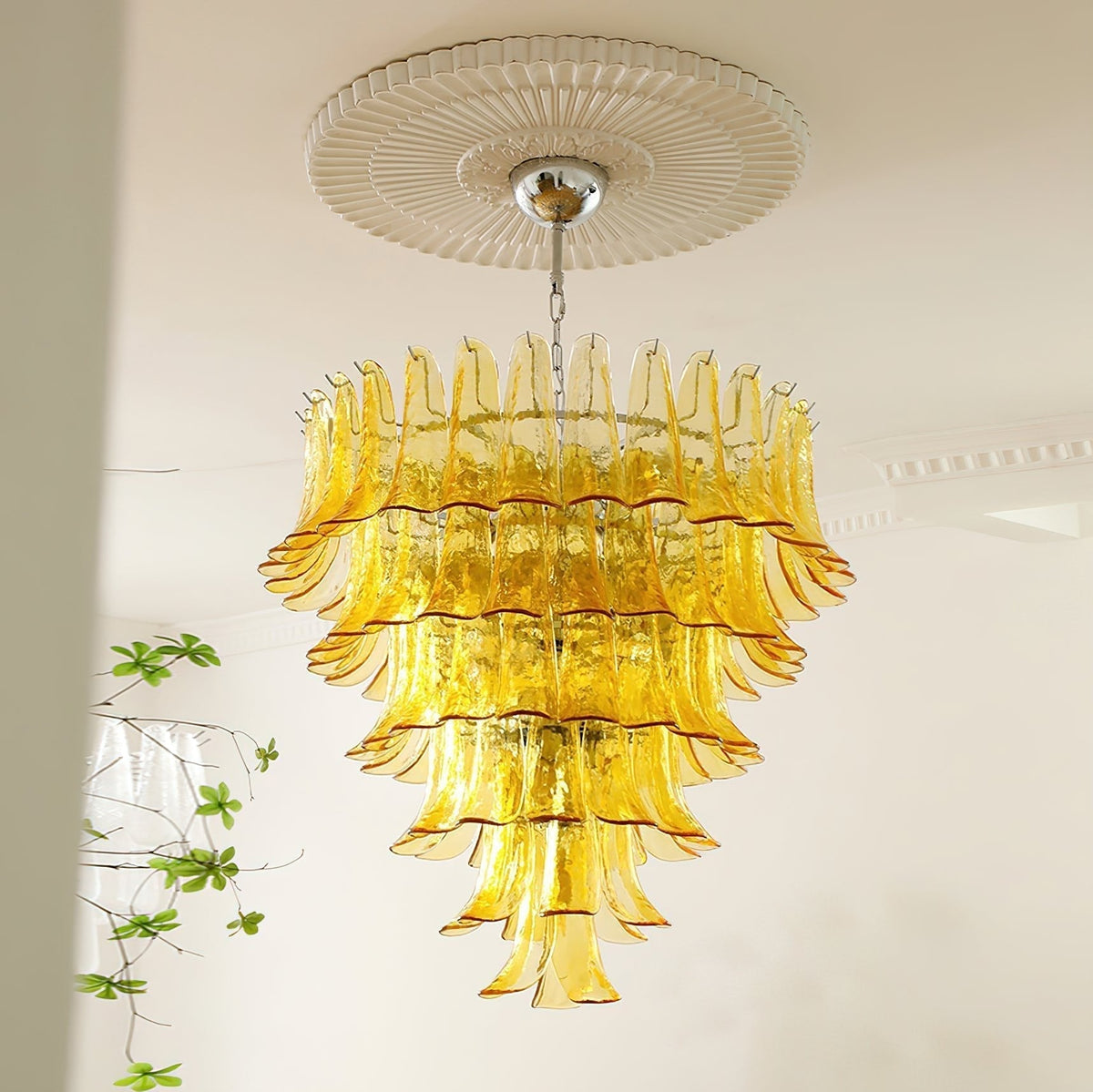 Celiian Chandelier Murano Glass Petals Vintage