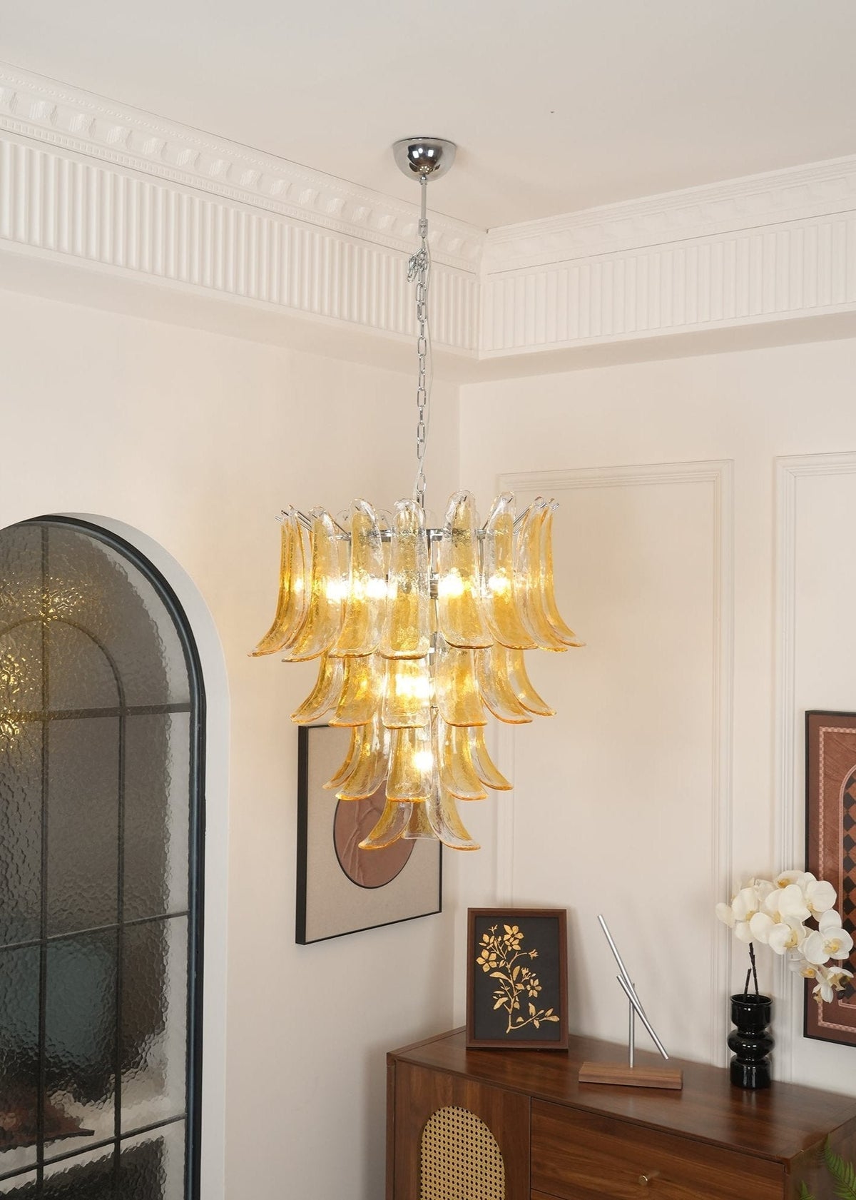 Celiian Chandelier Murano Glass Petals Vintage
