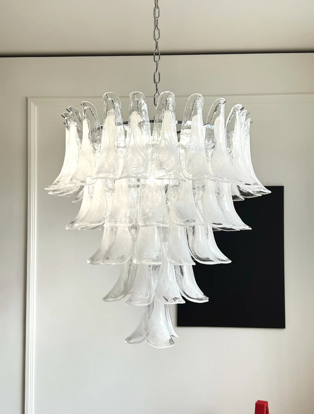 Eiroian Chandelier Clear Murano Glass Petal Vintage