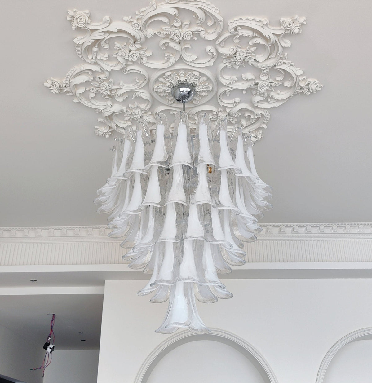 Eiroian Chandelier Clear Murano Glass Petal Vintage
