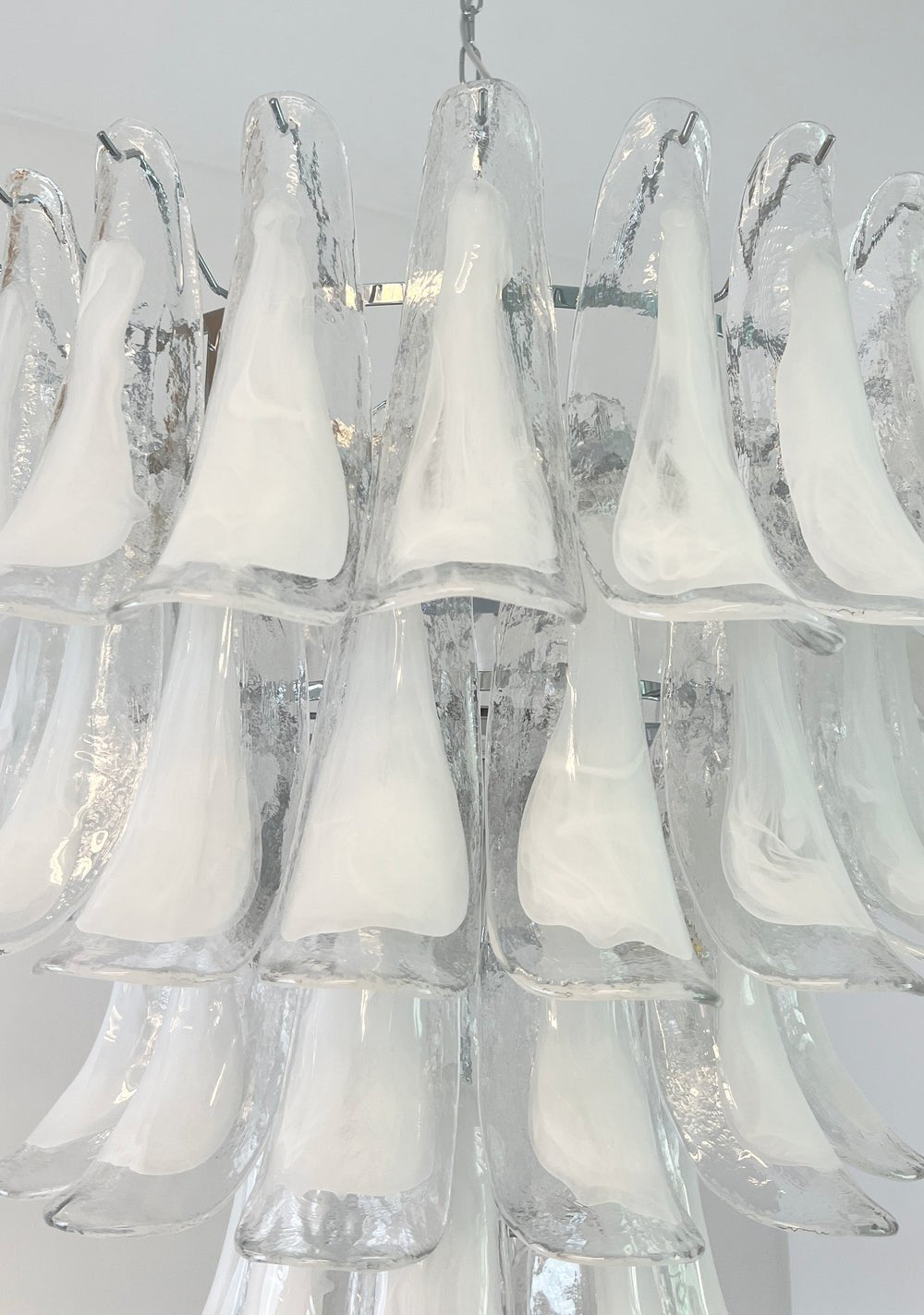 Eiroian Chandelier Clear Murano Glass Petal Vintage