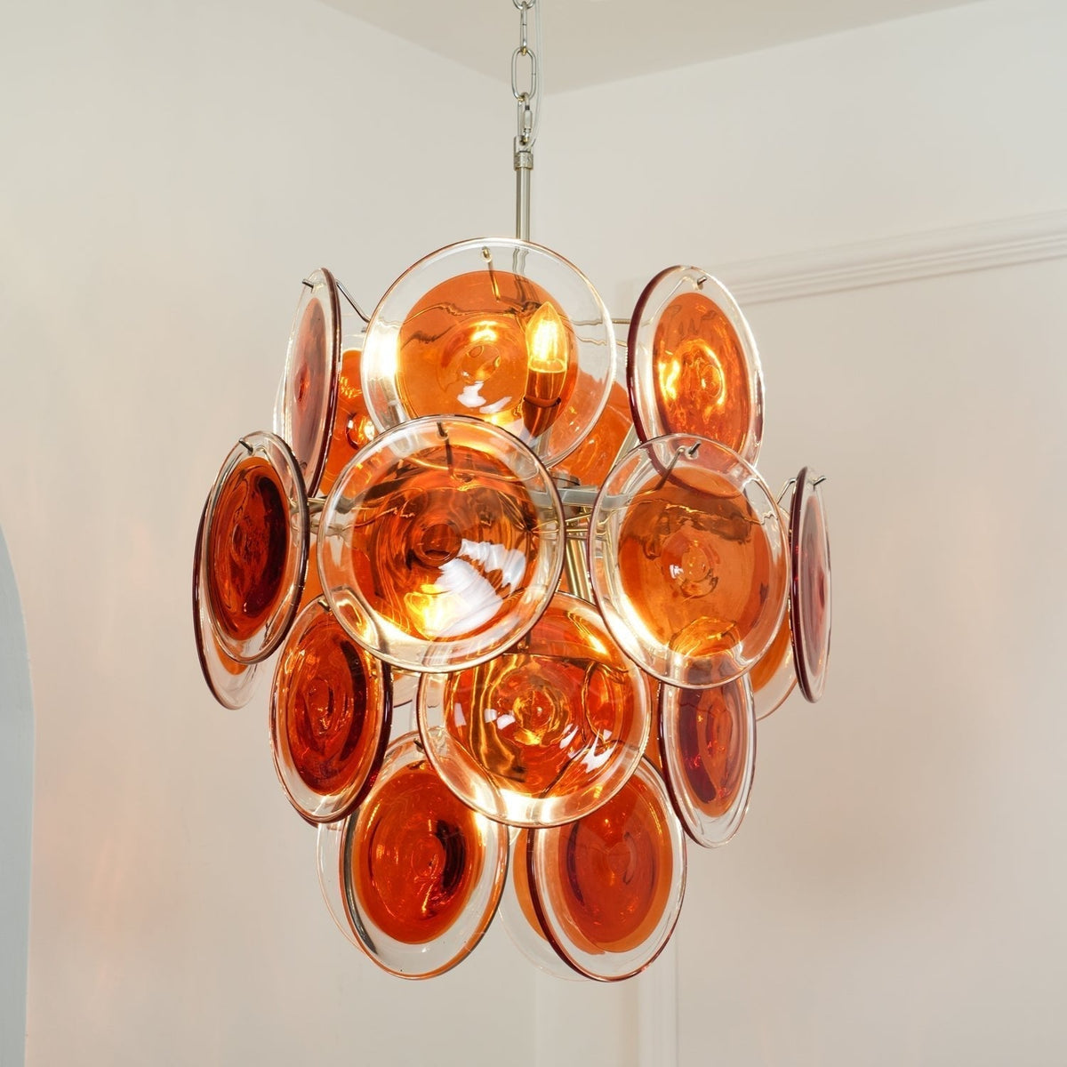 Eiroora Chandelier Murano Orange Glass