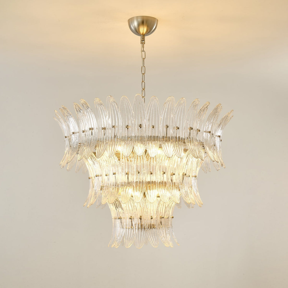 Eirerian Chandelier Murano Glass Palmette Leaf Tiered